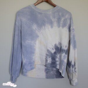 Blue and White Tie Dye Crewneck Sweatshirt